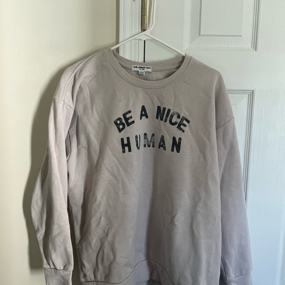 Sub_Urban Riot "Be A Nice Human" Crewneck Sweatshirt - Light Taupe